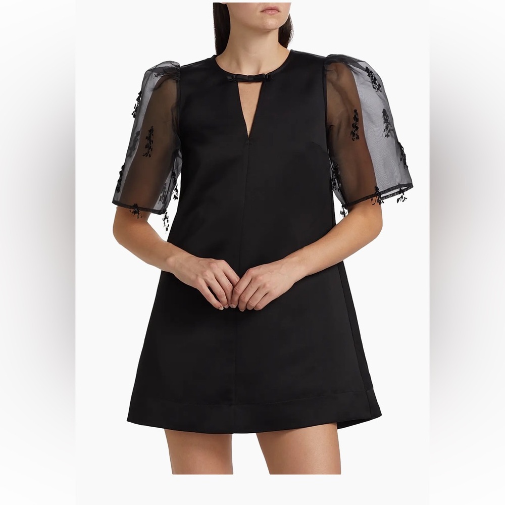 Ganni Fringed Organza Shift Minidress